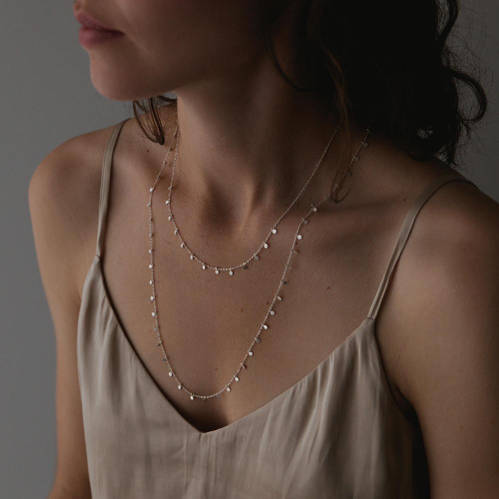 Sia Taylor Silver Long Dot Necklace