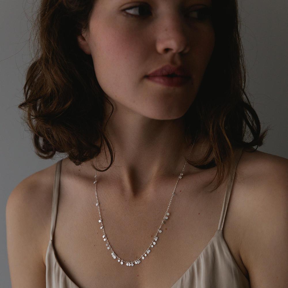 Sia Taylor Silver Long Random Dots Necklace