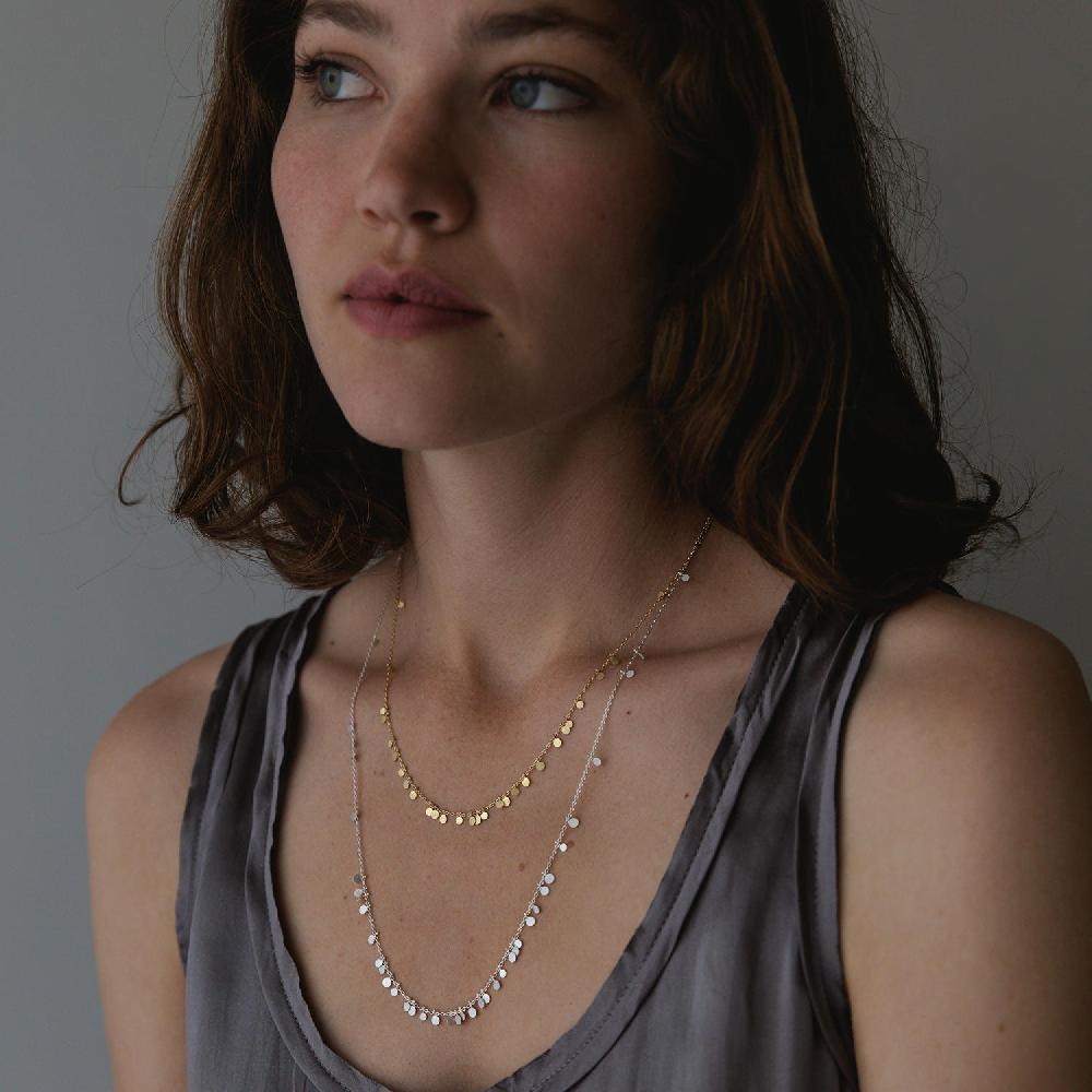 Sia Taylor Silver Long Random Dots Necklace