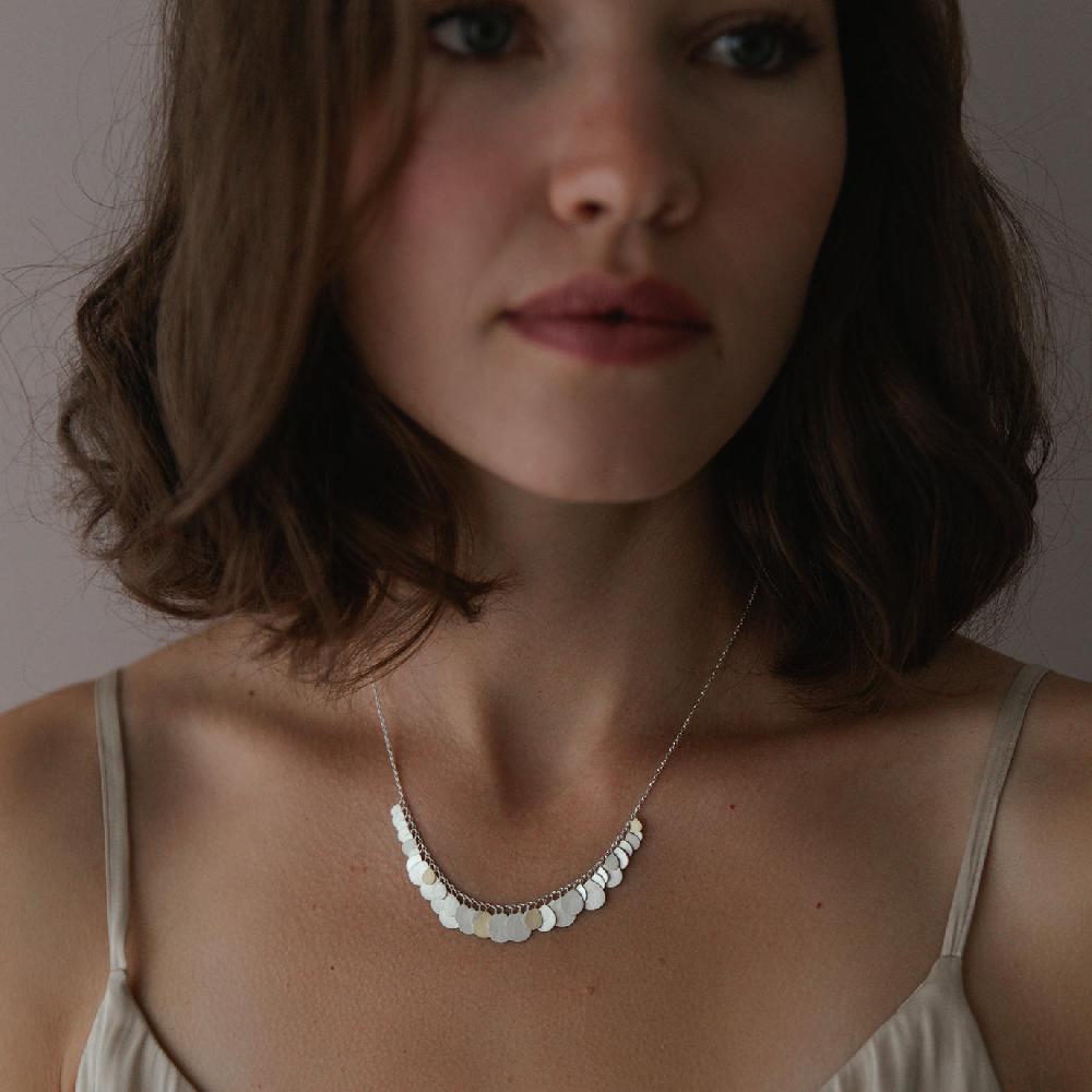 Sia Taylor Silver Petals Arc Necklace