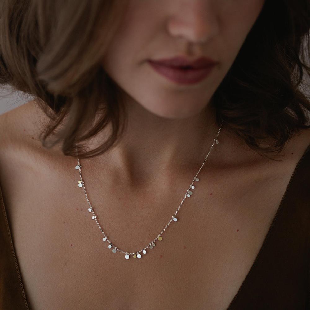Sia Taylor Silver Simple Random Dots Necklace