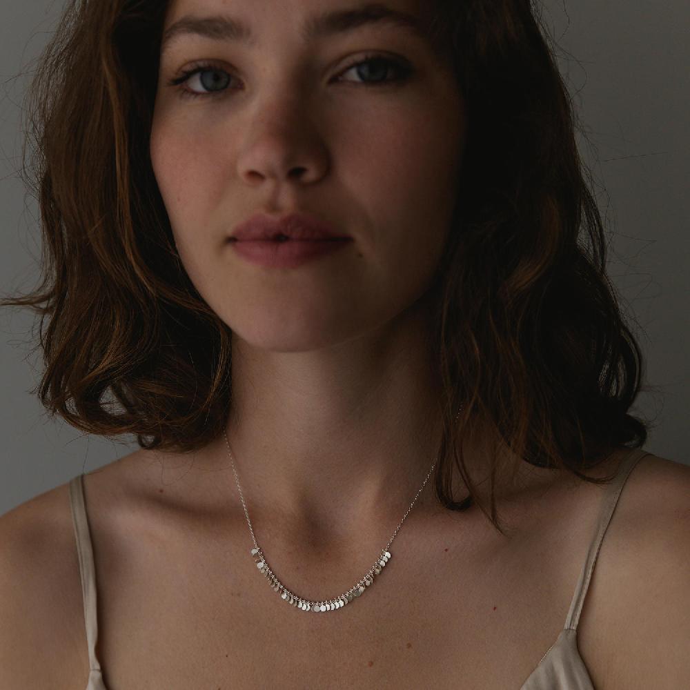 Sia Taylor Silver Tiny Dots Arc Necklace