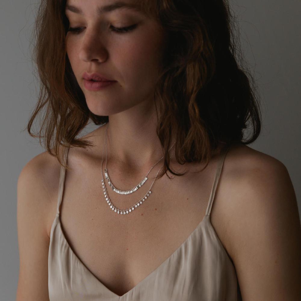 Sia Taylor Silver Tiny Dots Arc Necklace