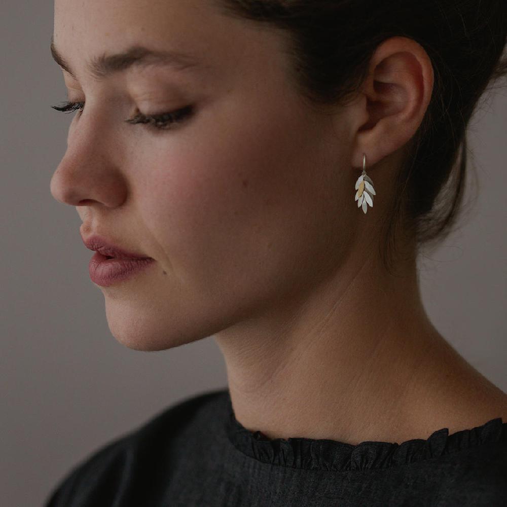 Sia Taylor Small Silver Leaf Earrings