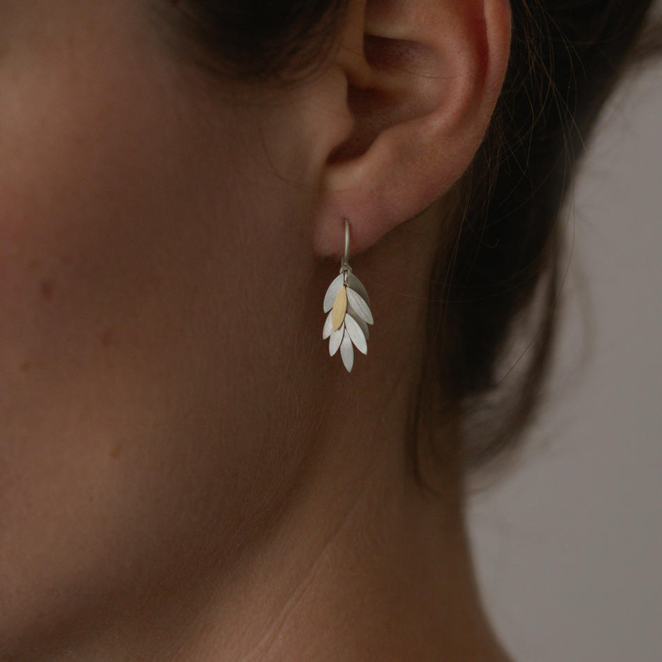 Sia Taylor Small Silver Leaf Earrings