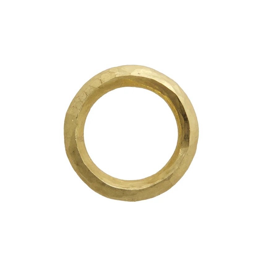 Sian Evans Jewellery 3.5mm Hammered Texture Square Section Recycled Solid 18ct Gold Ring