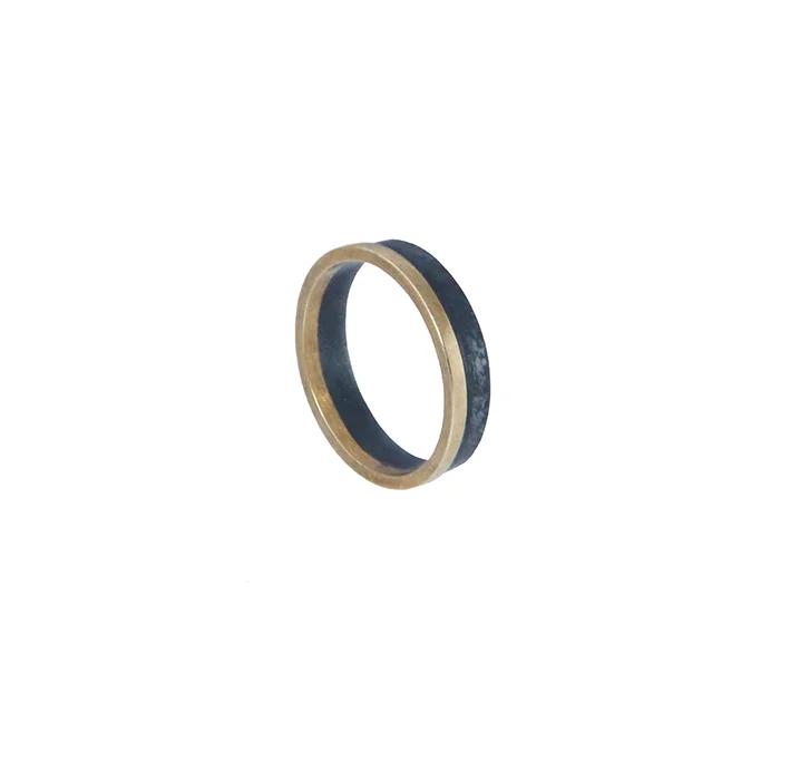Sian Evans Jewellery 6mm Wide Black And Gold Minimalist Tube Ring