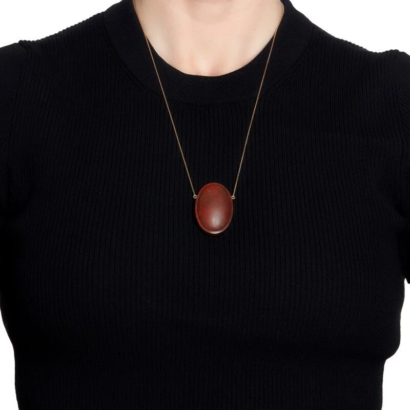 Sian Evans Jewellery Carved Red Jasper Oval Necklace