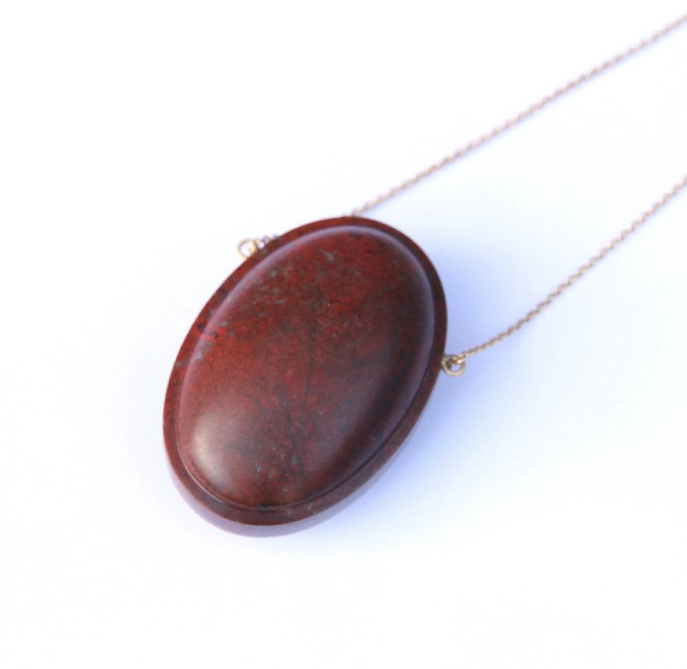 Sian Evans Jewellery Carved Red Jasper Oval Necklace