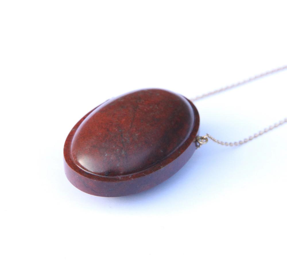 Sian Evans Jewellery Carved Red Jasper Oval Necklace