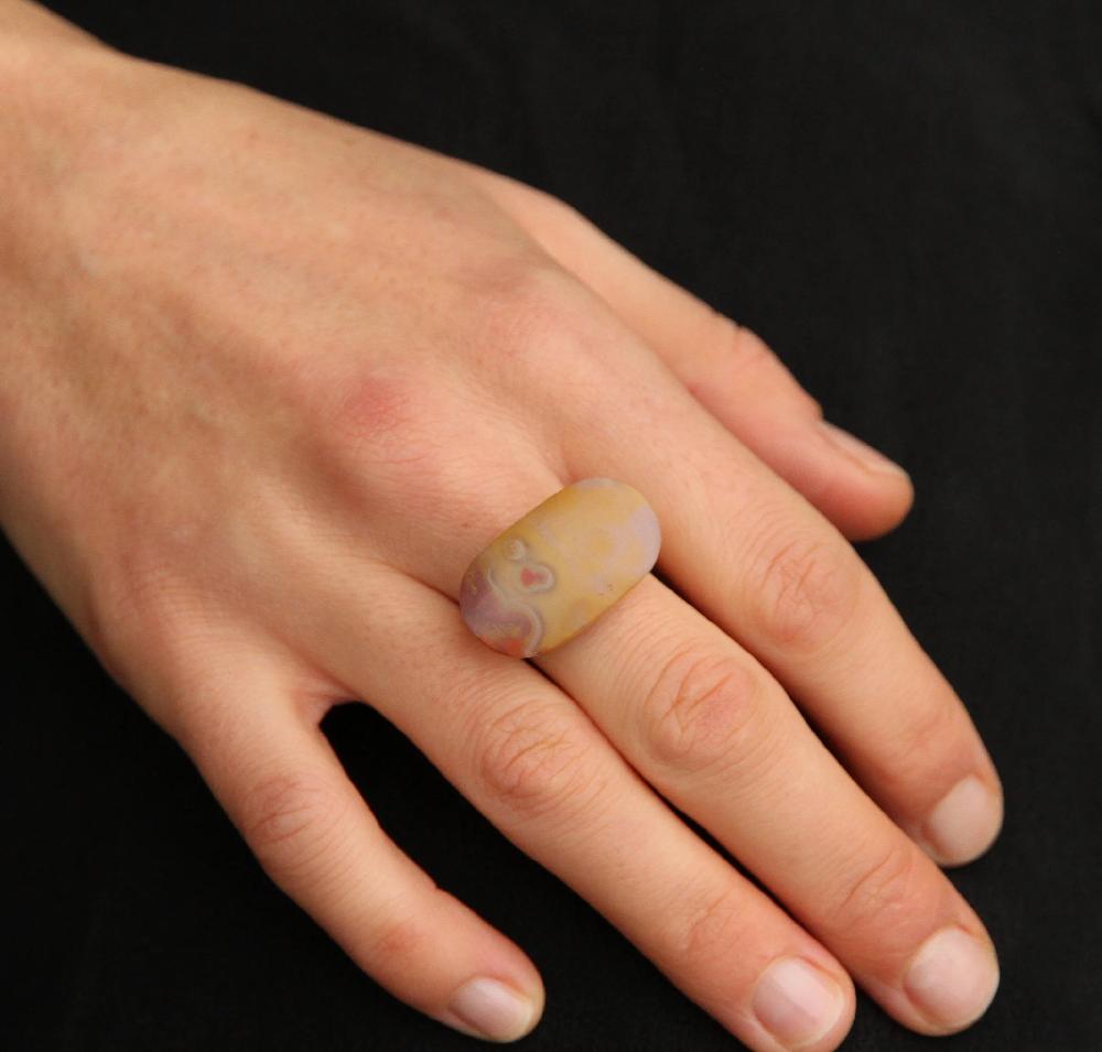 Sian Evans Jewellery Hand Carved Agate And Recycled 18ct Gold Ring