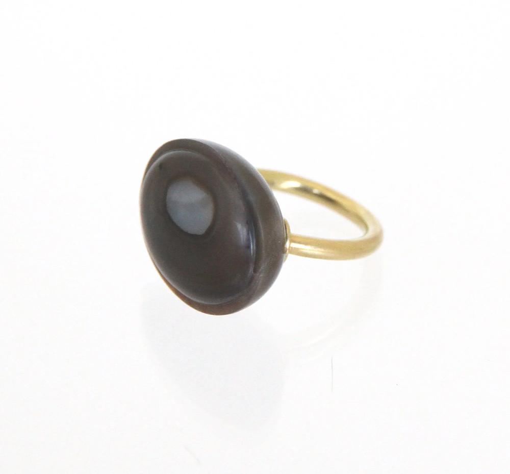 Sian Evans Jewellery Hand Carved Scottish Agate And Recycled Gold Ring