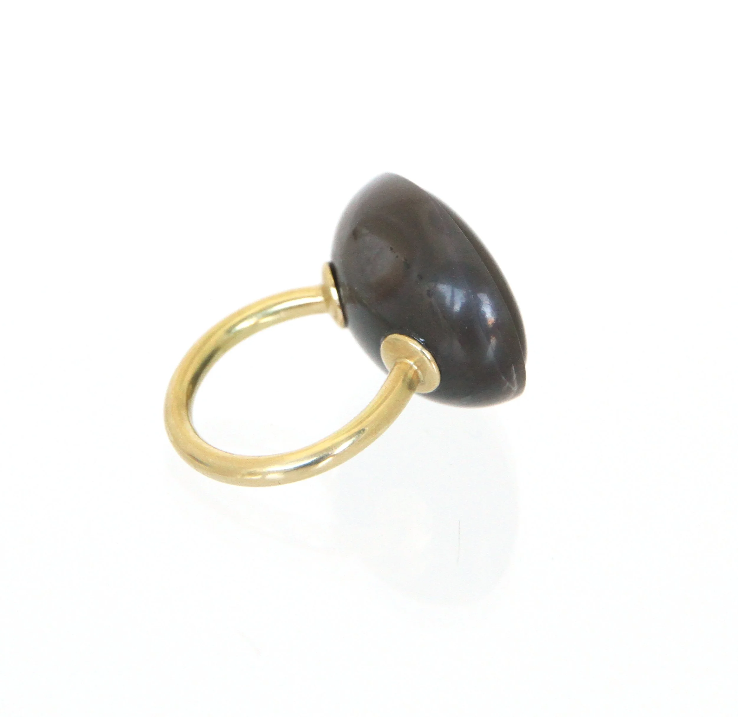 Sian Evans Jewellery Hand Carved Scottish Agate And Recycled Gold Ring