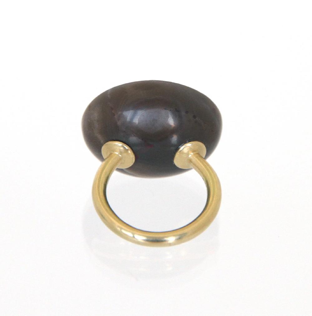 Sian Evans Jewellery Hand Carved Scottish Agate And Recycled Gold Ring