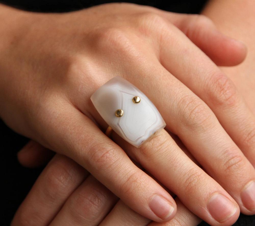 Sian Evans Jewellery Hand Carved Scttoish Agate Ring