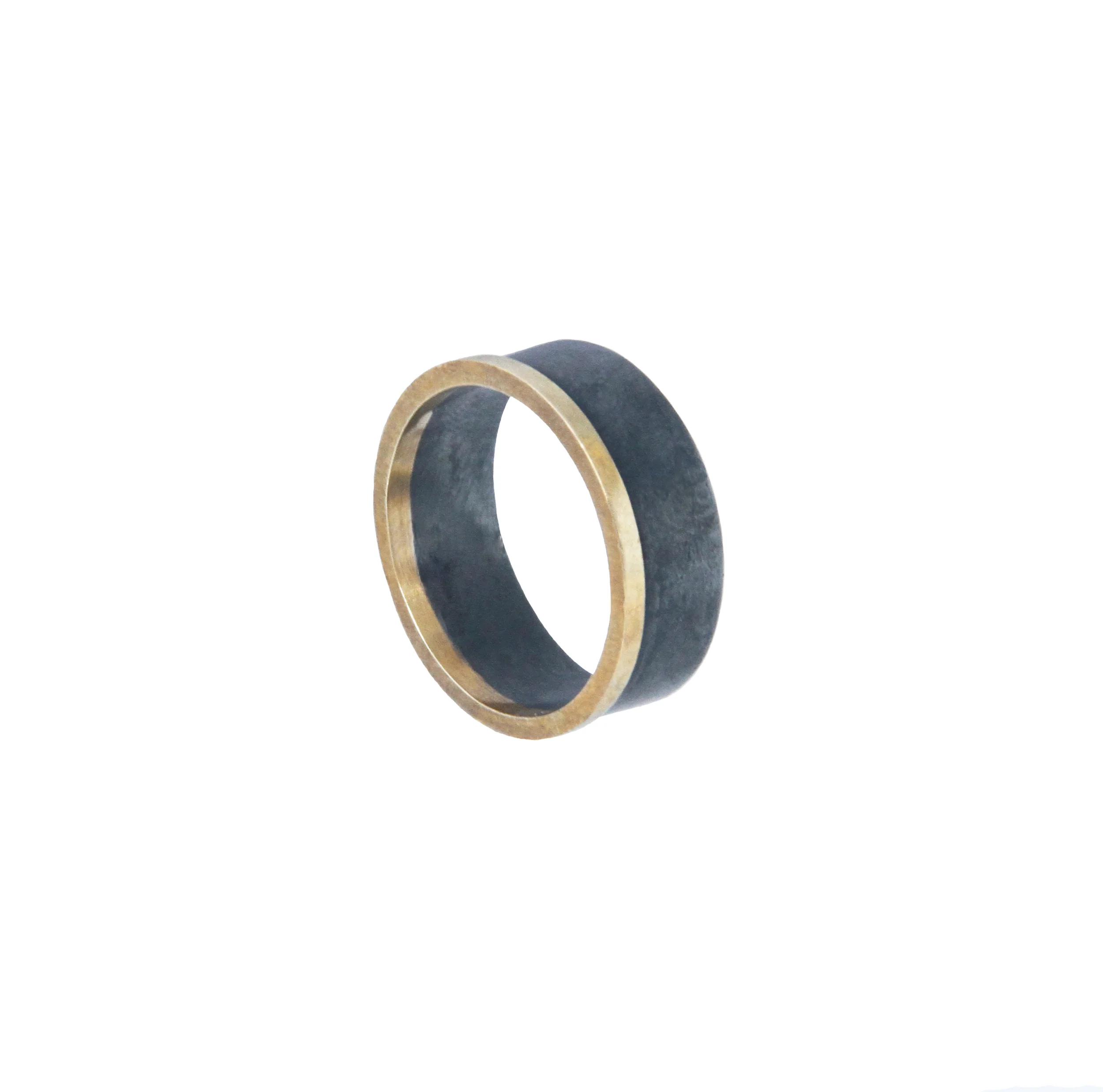 sian Evans Jewellery Minimal Wide Black And Recycled 18ct Gold Ring