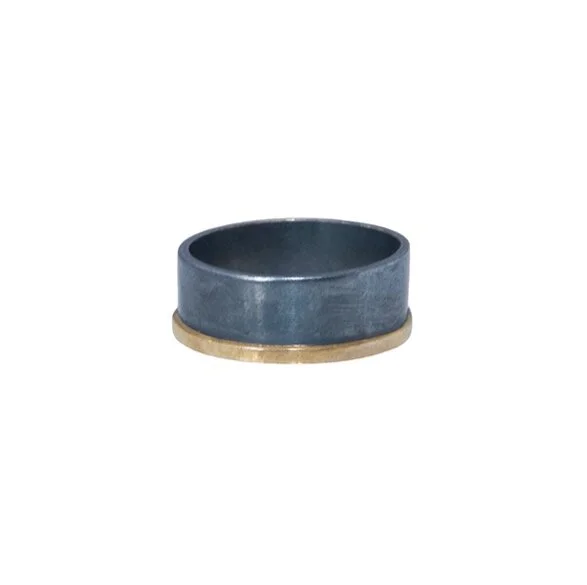 sian evans jewellery Minimal wide black and recycled 18ct gold ring