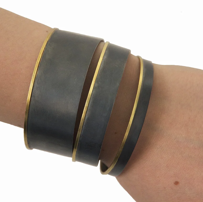Sian Evans Jewellery Minimalist Black And Recycled 18ct Gold Bangle
