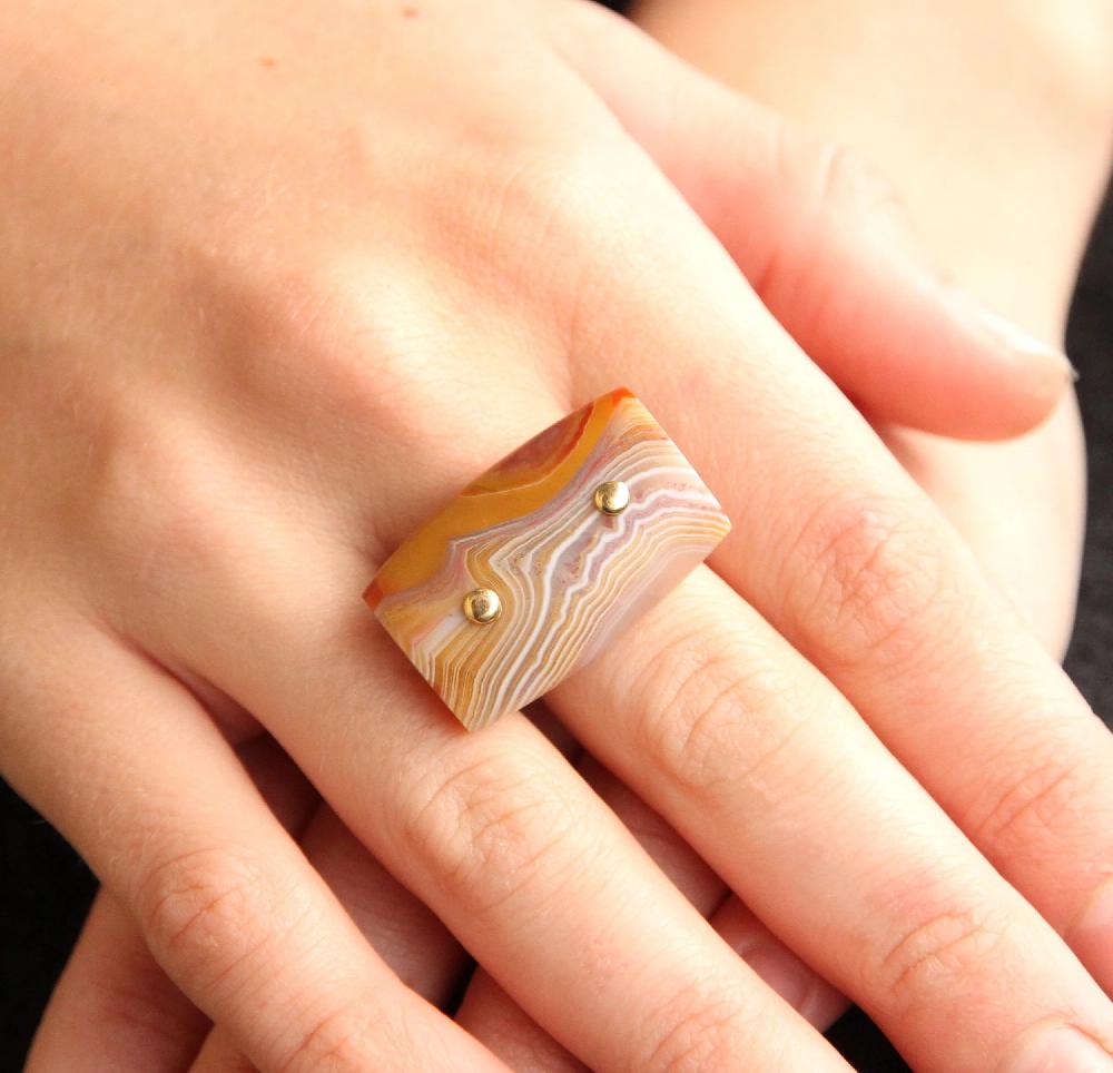 Sian Evans Jewellery Psychedelic Red Orange And Yellow Burn Anne Scottish Agate Ring