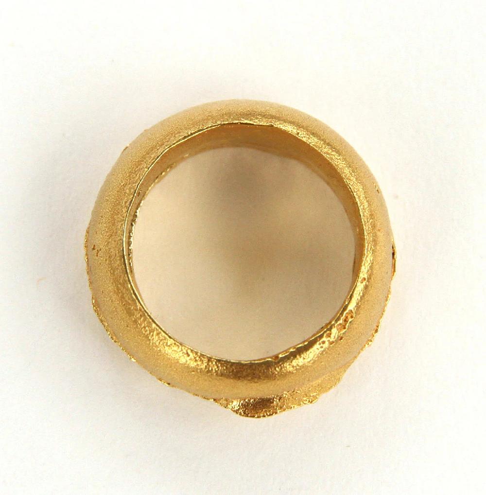 Sian Evans Jewellery Recycled 18ct Gold 8.5mm Wide Textured D Shape Wedding Ring