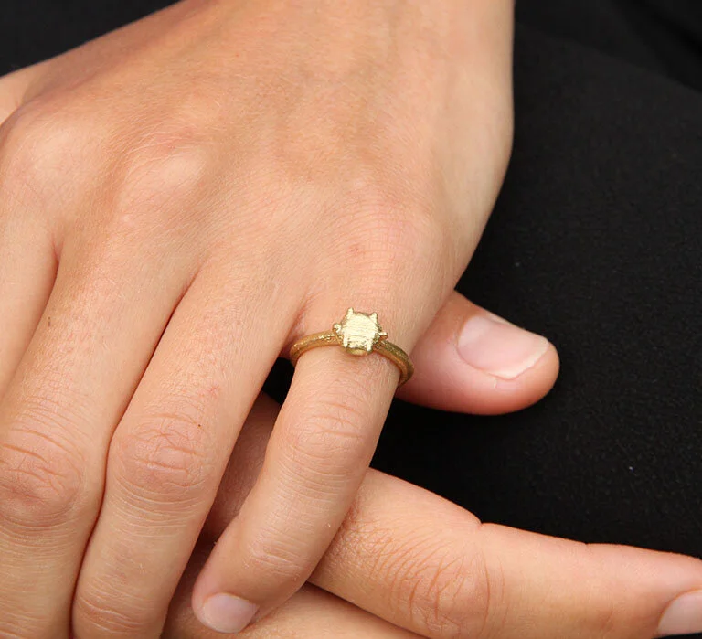 Sian Evans Jewellery Recycled 18ct Solid Gold Solitaire Ring With Gold Diamond