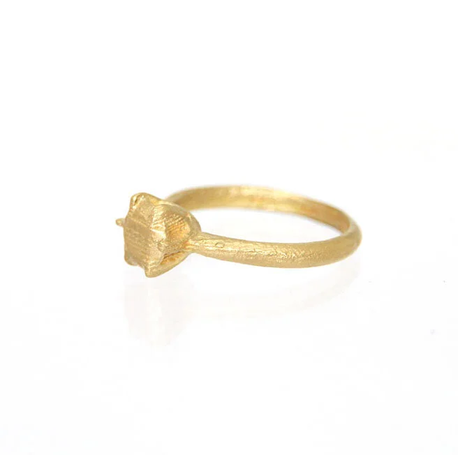 Sian Evans Jewellery Recycled 18ct Solid Gold Solitaire Ring With Gold Diamond