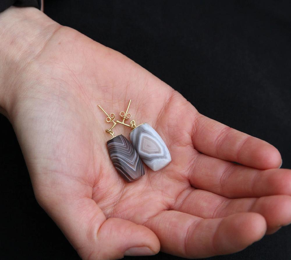 Sian Evans Jewellery Lentoid Carved Agate Earrings