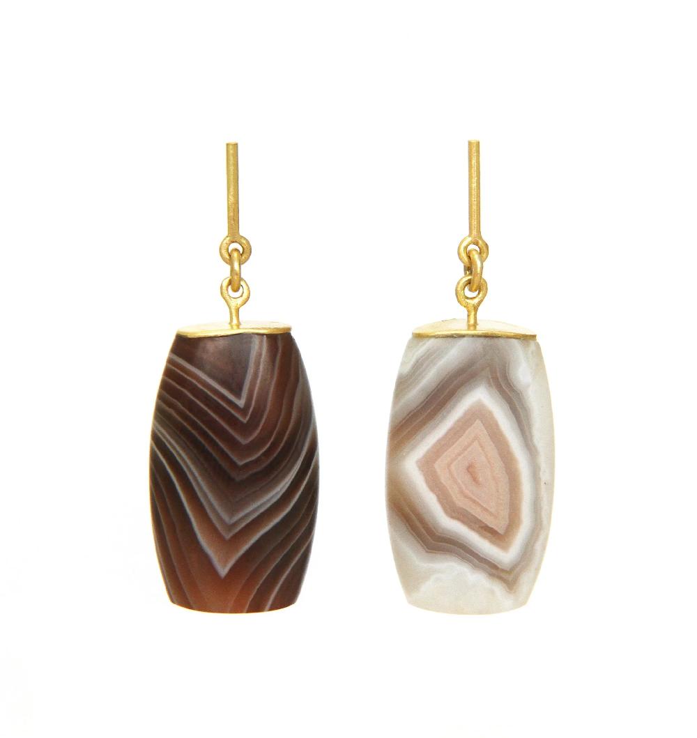 sian evans jewellery Lentoid carved agate earrings