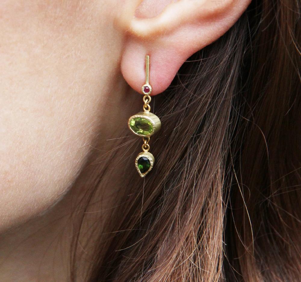Sian Evans Jewellery Wabi-sabi Ruby Drop Earrings