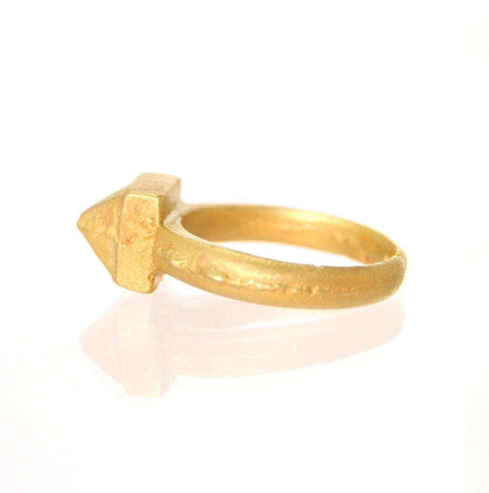 Sian Evans Jewellery Textured Gold Ring With Pyramid