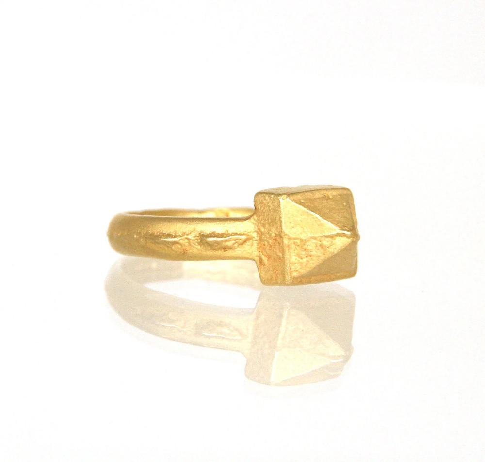 Sian Evans Jewellery Textured Gold Ring With Pyramid