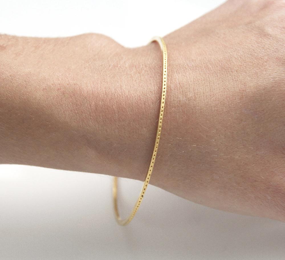 Sian Evans Jewellery Textured Thin Recycled 18ct Gold Bangle With Patterned Edge