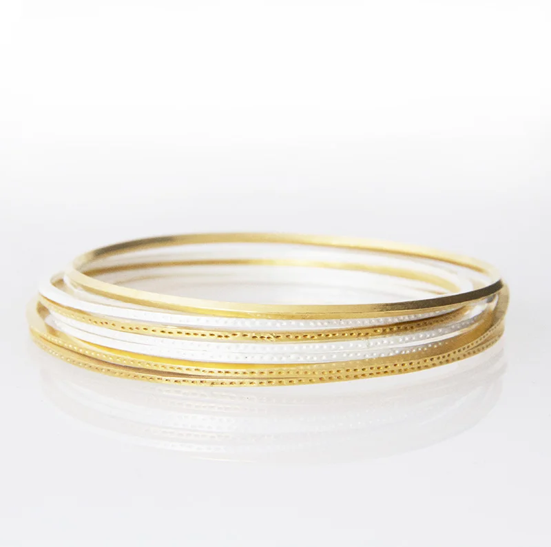 Sian Evans Jewellery Textured Thin Recycled 18ct Gold Bangle With Patterned Edge