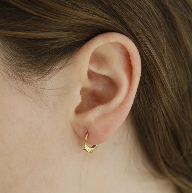 Sian Evans Jewellery Tiny Crescent Hoop Earrings In Solid 18ct Recycled Gold