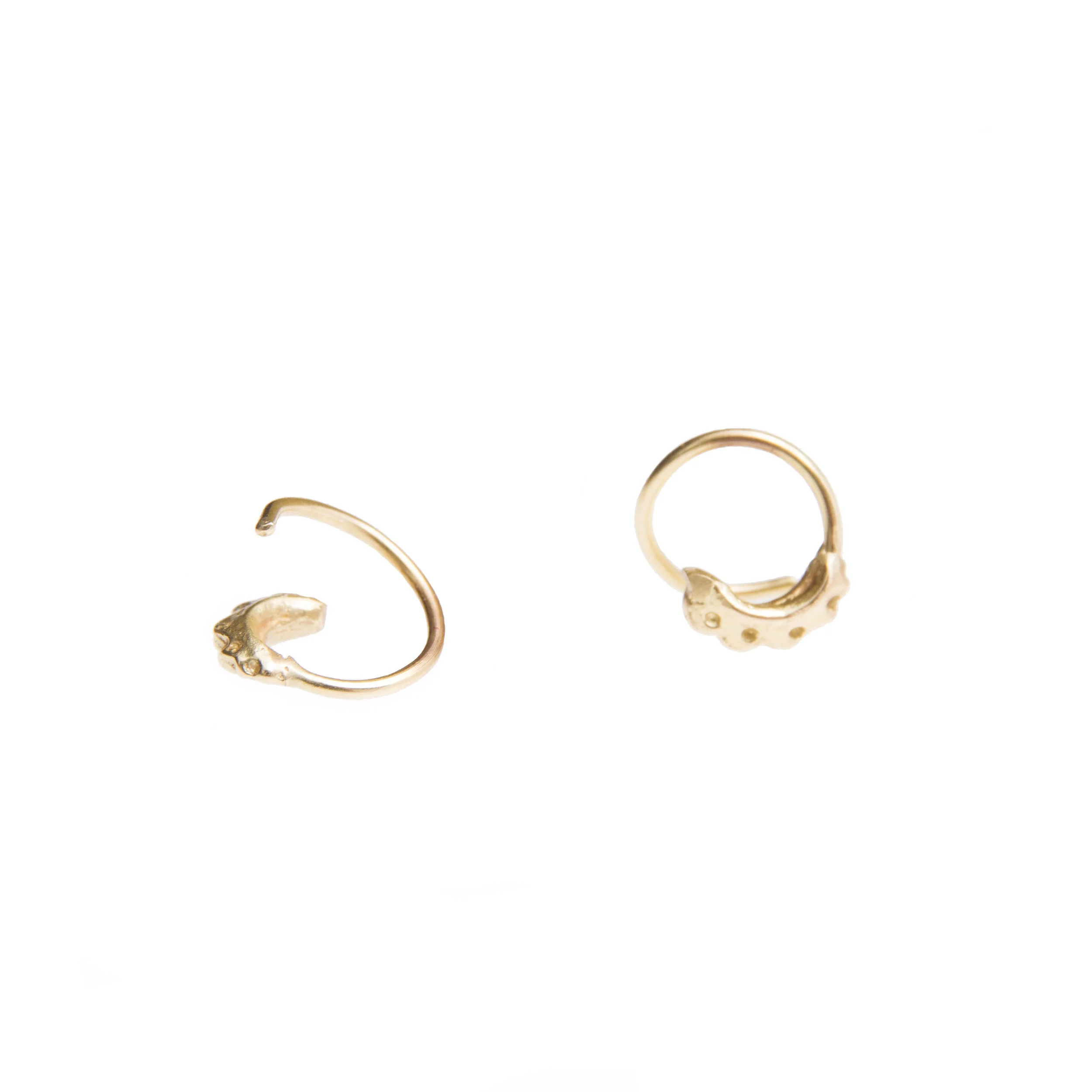 sian evans jewellery Tiny crescent hoop earrings in solid 18ct recycled gold