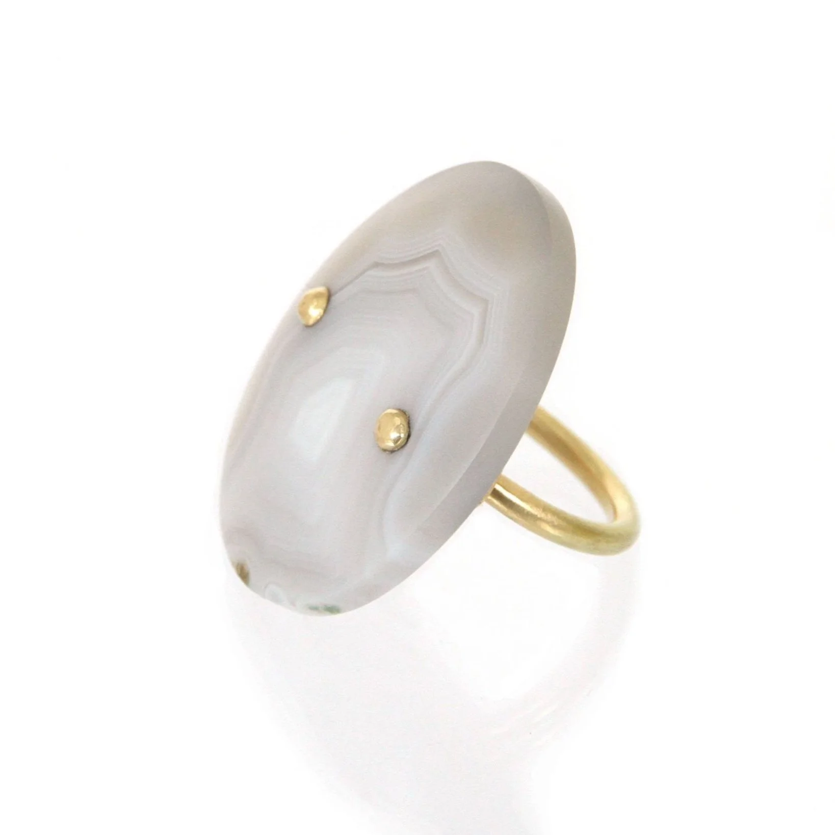 Sian Evans Jewellery White Banded Agate Ring With Recycled 18ct Gold