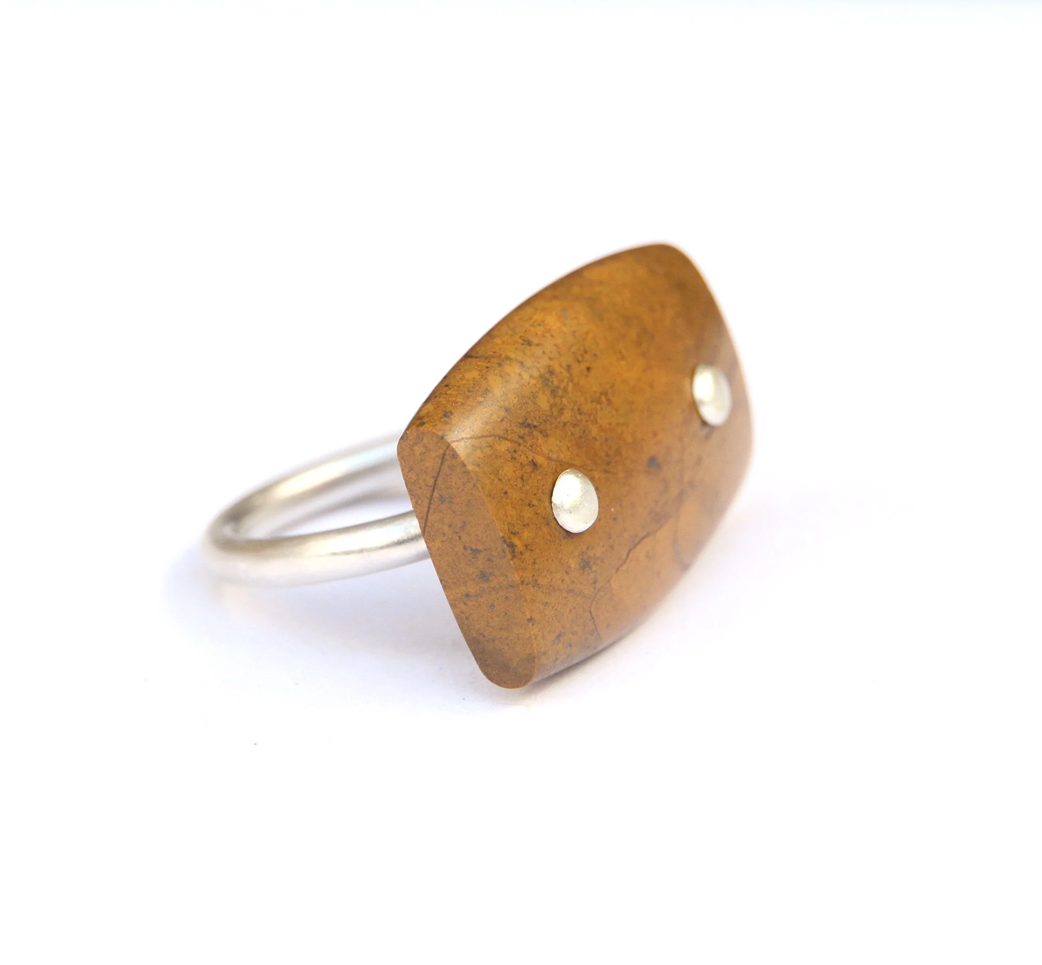 Sian Evans Jewellery Yellow Ochre Carved Jasper Ring