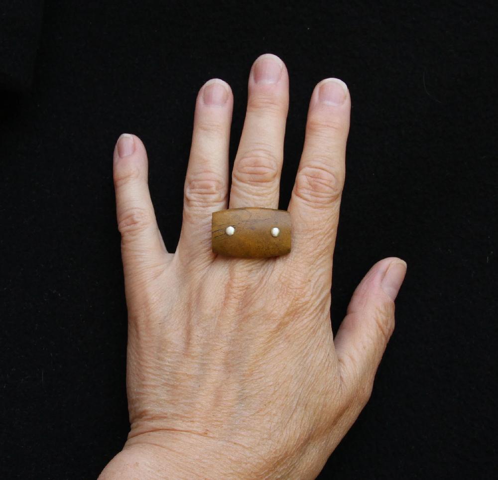 Sian Evans Jewellery Yellow Ochre Carved Jasper Ring