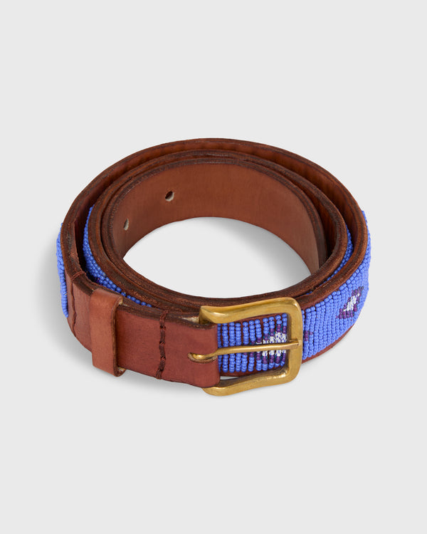 sid mashburn 1.25" African Beaded Belt in Blue Belmasi
