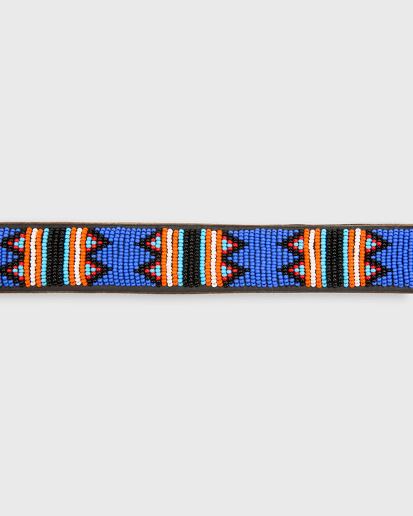 Sid Mashburn 1.25" African Beaded Belt In Blue/Multi Ayo Design