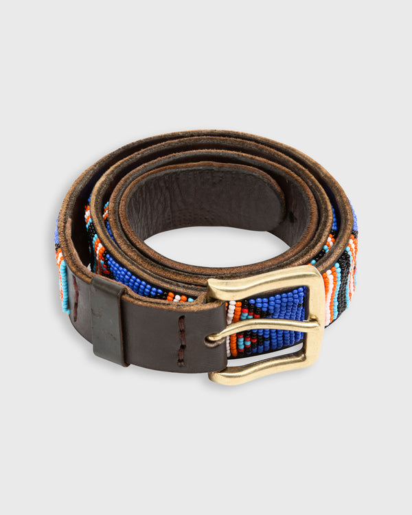 sid mashburn 1.25" African Beaded Belt in Blue/Multi Ayo Design