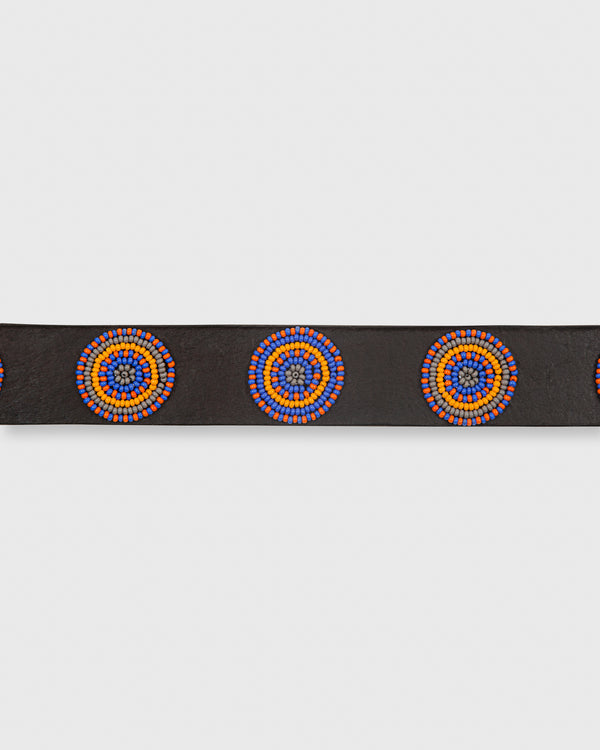 Sid Mashburn 1.25" African Beaded Belt In Blue/Orange Disc