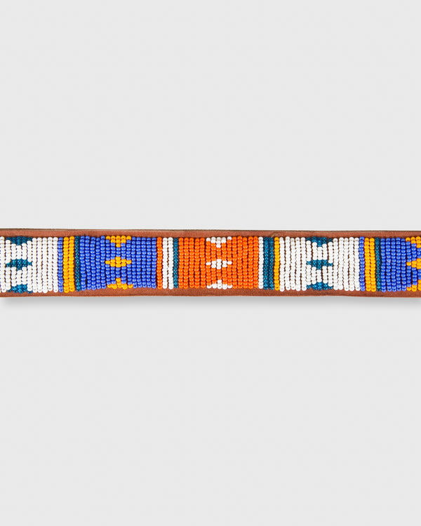 Sid Mashburn 1.25" African Beaded Belt In Blue/Orange Multi Kite Design