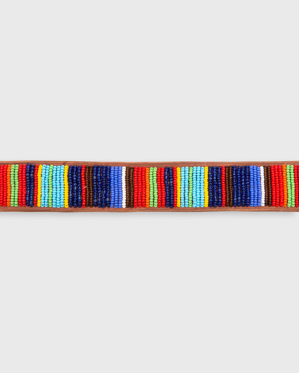 Sid Mashburn 1.25" African Beaded Belt In Multicolor Vertical Stripe