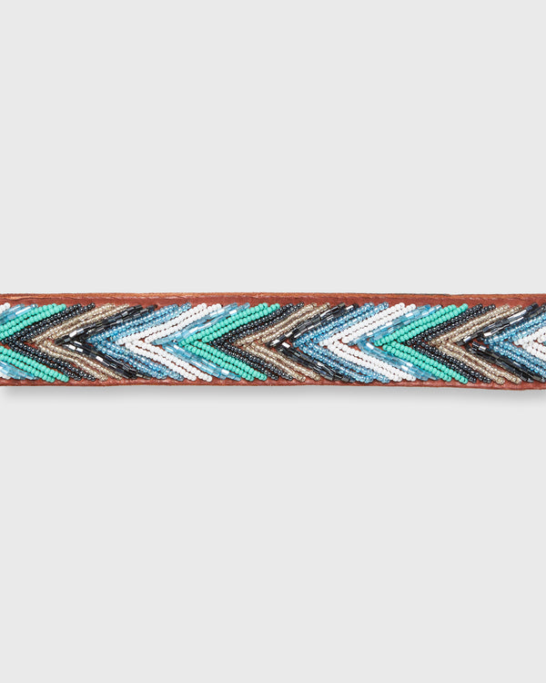 Sid Mashburn 1.25" African Beaded Belt In Turquoise Bullet Arrow