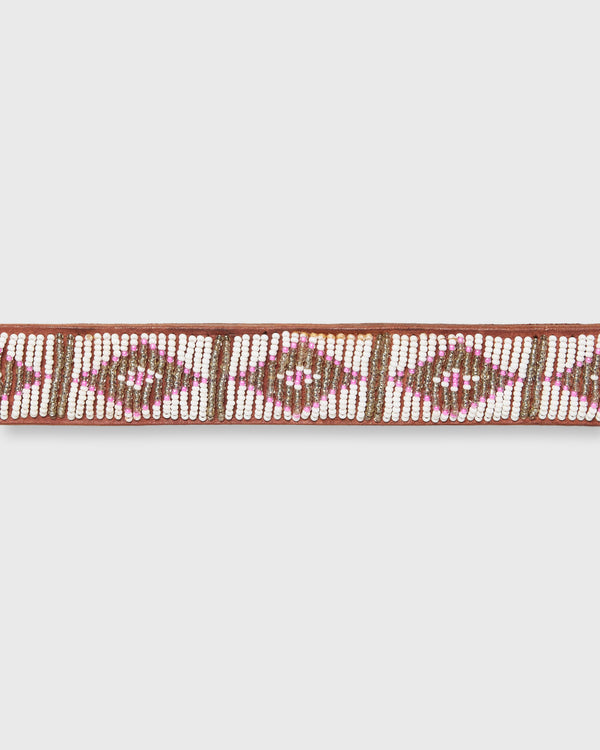Sid Mashburn 1.25" African Beaded Belt In White/Pink Triangle