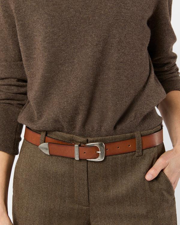 Sid Mashburn 1.25" Petite Western Belt In Cognac Leather