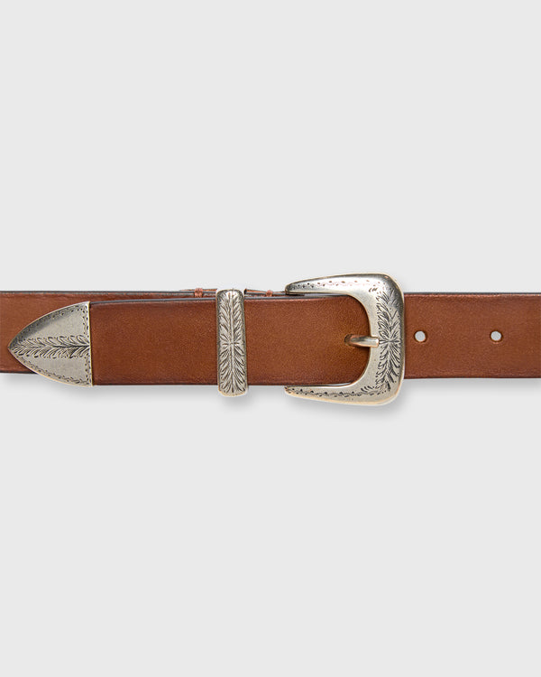Sid Mashburn 1.25" Petite Western Belt In Cognac Leather