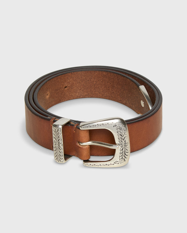 sid mashburn 1.25" Petite Western Belt in Cognac Leather