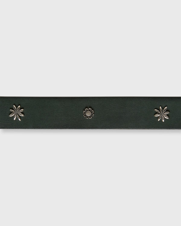 Sid Mashburn 1.5" Edelweiss Studded Belt In Dark Green Leather